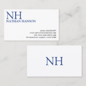 シンプルブルーモノグラムモダン 名刺 (正面/裏面)