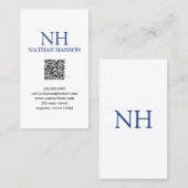 シンプルブルーモノグラムモダン 名刺 (正面/裏面)