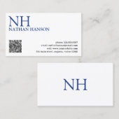 シンプルブルーモノグラムモダン 名刺 (正面/裏面)