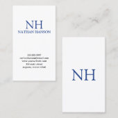 シンプルブルーモノグラムモダン 名刺 (正面/裏面)