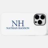 シンプルブルーモノグラムモダン Case-Mate iPhoneケース (裏面 (横))