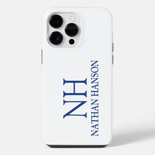 シンプルブルーモノグラムモダン iPhoneケース (裏面)