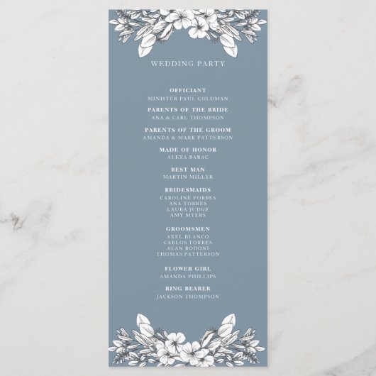 シンプルブルーモノグラム結婚式 プログラム (裏面)