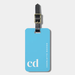 シンプルブルーモノグラム ラゲッジタグ