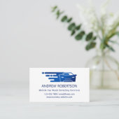 シンプルブルーモバイルカーウォッシュオートディテリング 名刺 (スタンド正面)