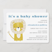 シンプルブルーライオモダンンボーイ赤ちゃんシャワー招待状 招待状 (正面)