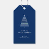 シンプルブルーラインアートメリークリスマスツリー ギフトタグ (裏面)