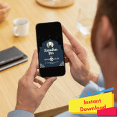 シンプルブルーラマダンイフタル招待状(ポートレート) 招待状