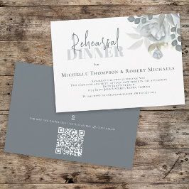 シンプルブルーリハーサル夕食会QRコードマップ 招待状