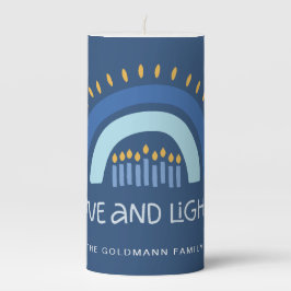 シンプルブルーレインボーキャンドルラブ&ライトハヌカー