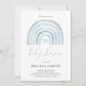 シンプルブルーレインボーベビーシャワーパーティの招待状 招待状 (正面)