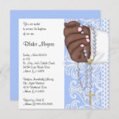 シンプルブルーロザリオバプテスマ/《キリスト教》洗礼式や命名式 招待状 (正面/裏面)