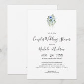 シンプルブルーワイルドフラワーカップル結婚前お祝い 招待状 (正面/裏面)