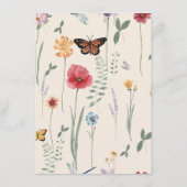 シンプルブルーワイルドフラワーバタフライウェディングレセプション エンクロージャーカード (裏面)