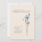 シンプルブルーワイルドフラワーバタフライフローラ花嫁 招待状 (正面)