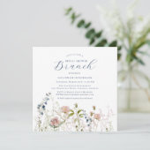 シンプルブルーワイルドフラワーブライダルシャワーブランチ 招待状 (スタンド正面)