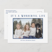 シンプルブルー写真ミニマルモダンリスクリスマス シーズンポストカード (正面/裏面)