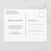 シンプルブルー写真ミニマルモダンリスクリスマス シーズンポストカード (裏面)