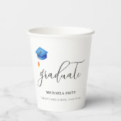 シンプルブルー卒業ハットスクリプト卒業生 紙コップ (裏面)