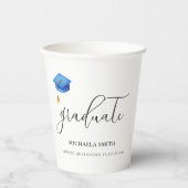 シンプルブルー卒業ハットスクリプト卒業生 紙コップ (正面)