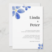 シンプルブルー水カラーフローラ結婚ズ 招待状 (正面)