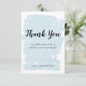 シンプルブルー水彩星 サンキューカード (スタンド正面)