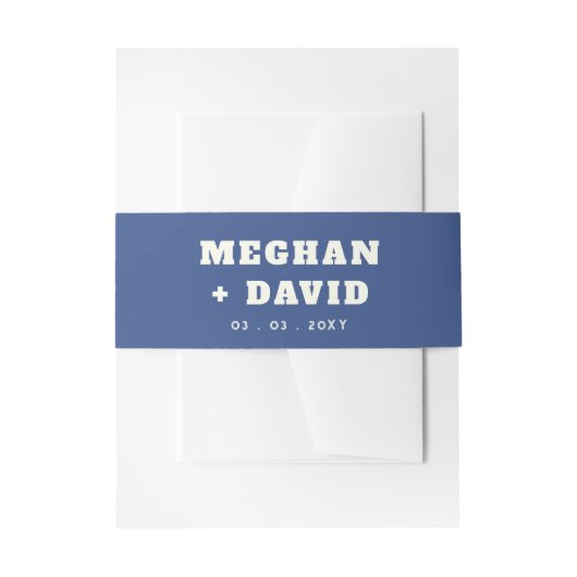 シンプルブルー結婚式 招待状ベリーバンド (正面例)