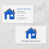 シンプルブルー&グレーホームアイコ実在ンエステートエージェントカー 名刺 (正面/裏面)