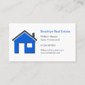 シンプルブルー&グレーホームアイコ実在ンエステートエージェントカー 名刺 (正面)