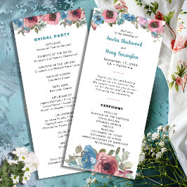 シンプルブルー&ピンクウォーターカラーフローラ結婚ズ プログラム