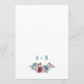 シンプルブルー&ピンクウォーターカラーフローラ結婚ズ メニュー (裏面)