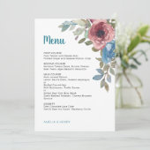シンプルブルー&ピンクウォーターカラーフローラ結婚ズ メニュー (スタンド正面)