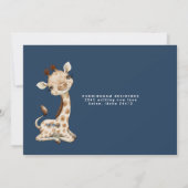 シンプルブルー&ブラウンフォト1st誕生日パーティー 招待状 (裏面)