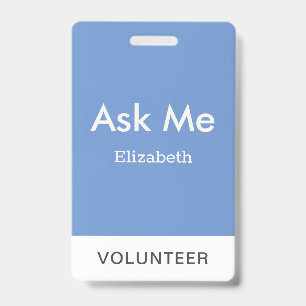シンプルブルー 個別名入れ ボランティア ご質問ください バッジ