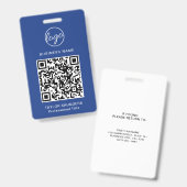 シンプルブルーQRコード社員証 バッジ (正面&裏面)