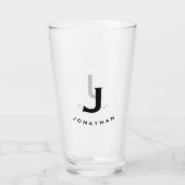 シンプルブロックモノグラムイニシャルと名前 タンブラーグラス (裏面)