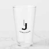 シンプルブロックモノグラムイニシャルと名前 タンブラーグラス (正面)