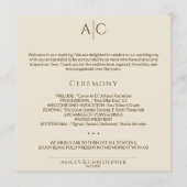 シンプルブロンズ&金ゴールドモノグラ結婚ム式 プログラム (正面)