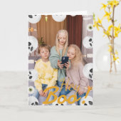 シンプルブーハッピーハローウィンファミリー&フレンズ写真 カード (黄色い花)