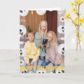 シンプルブーハッピーハローウィンファミリー&フレンズ写真 カード (黄色い花)