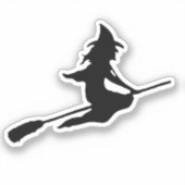 シンプルブ飛んでいるロムシルエットの魔女 シール (正面)