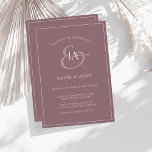 シンプルプラムパープルモノグラム結婚式招待状 シーズンカード<br><div class="desc">梅シンプル紫モノグラム結婚式招待状。美しい白い台本結婚を使用したトレンディーのダークパープル結婚式招待状で、花嫁と新郎のイニシャルをプラムパープルの背景に置き、スタイリッシュにゲストに印象を与える。この招待状は素晴らし、あなたのミニマルトレンディー、ミニマリストのモダンために完璧なとバイブとシンプルの大きなデザインを持結婚っている。暗い紫ミニマルの背景と対照的なモダンイニシャルスクリプトに注意を引くレイアウト。この招待は、ニュートラル花模様、マウーブ結婚、またはパープルの装飾に囲まれた美しい環境のトーンを設定し、ダークパープルのデコ結婚アに一致する。控えめなお祝いに完璧な追加モダン。ザ・サンデー・コレクティブ©byレイチェル・ハンナ・ギー</div>