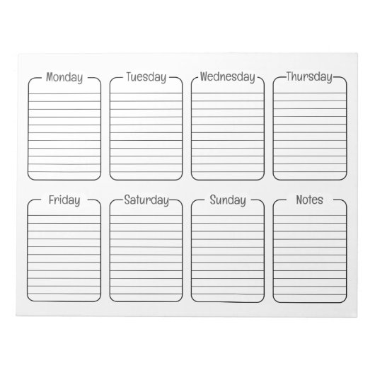 シンプルプランナーホワイトティアカレ遠くにンダー ノートパッド (正面)