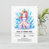 シンプルプリンセス誕生日 招待状 (スタンド正面)