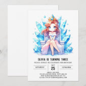 シンプルプリンセス誕生日 招待状 (正面/裏面)