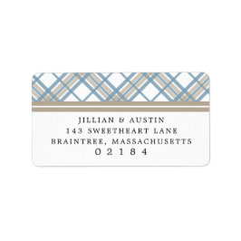 シンプルプレイドブルー&タン結婚ズ差出人住所 ラベル