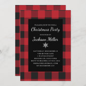 シンプルプレイドホリデークリスマスパーティー 招待状 (正面/裏面)