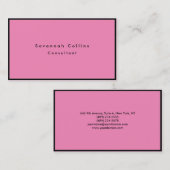 シンプルプレインピンクブラック縁どミニマリストモダン 名刺 (正面/裏面)