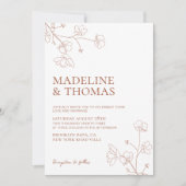 シンプルプレインホワイトテラコッタ結婚写真 招待状 (正面)