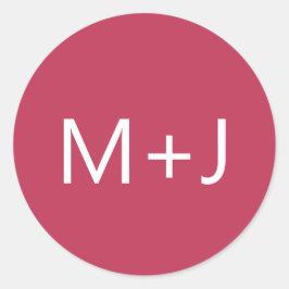 シンプルプレインマゼンタピンクモノグラ結婚ム ラウンドシール